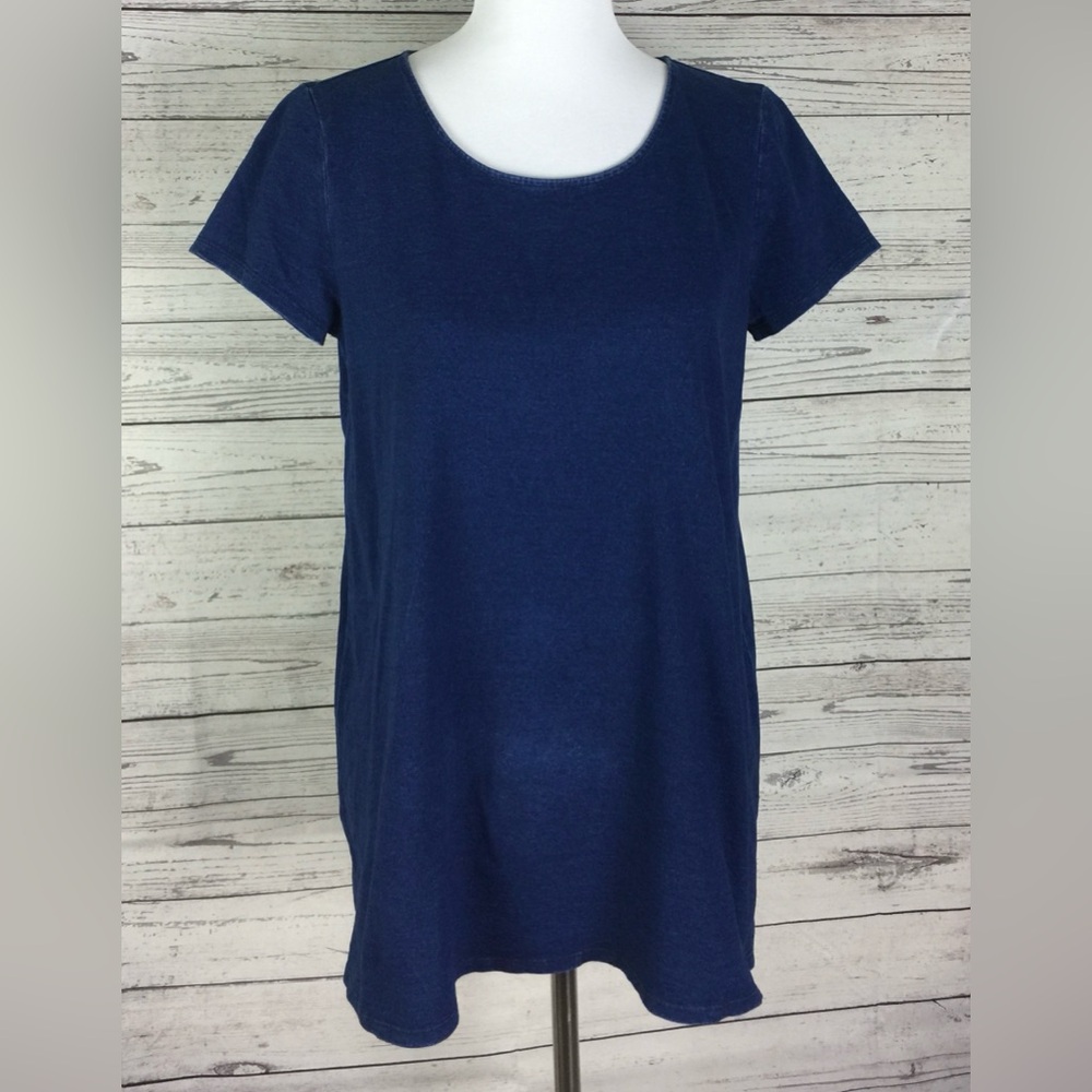 Pure Jill Indigo Women’s Round Neck Elliptical Tunic Top